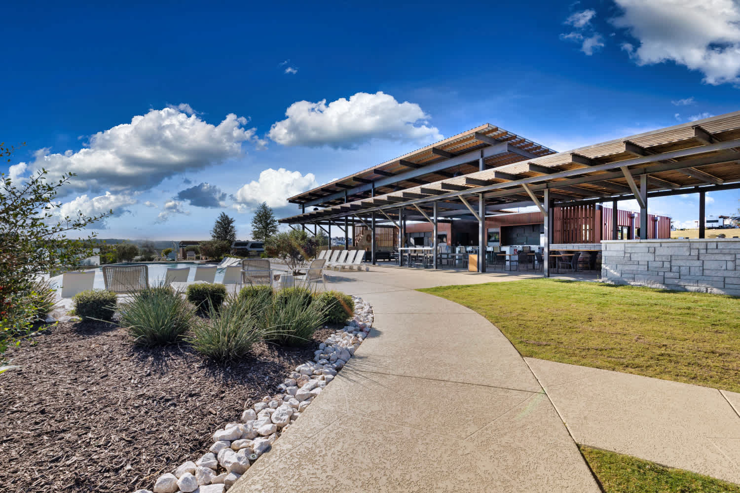 The resort pavilion and pathways